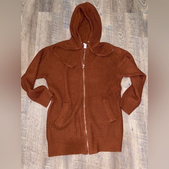 NINE WEST  Hooded Knit ~ Full Zip ~ Sweater.
MEDI/ Rusted chest brown! - Picture 5 of 15